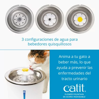 Cat It Fuente de Agua para Gatos Acero Inoxidable 3L - 4