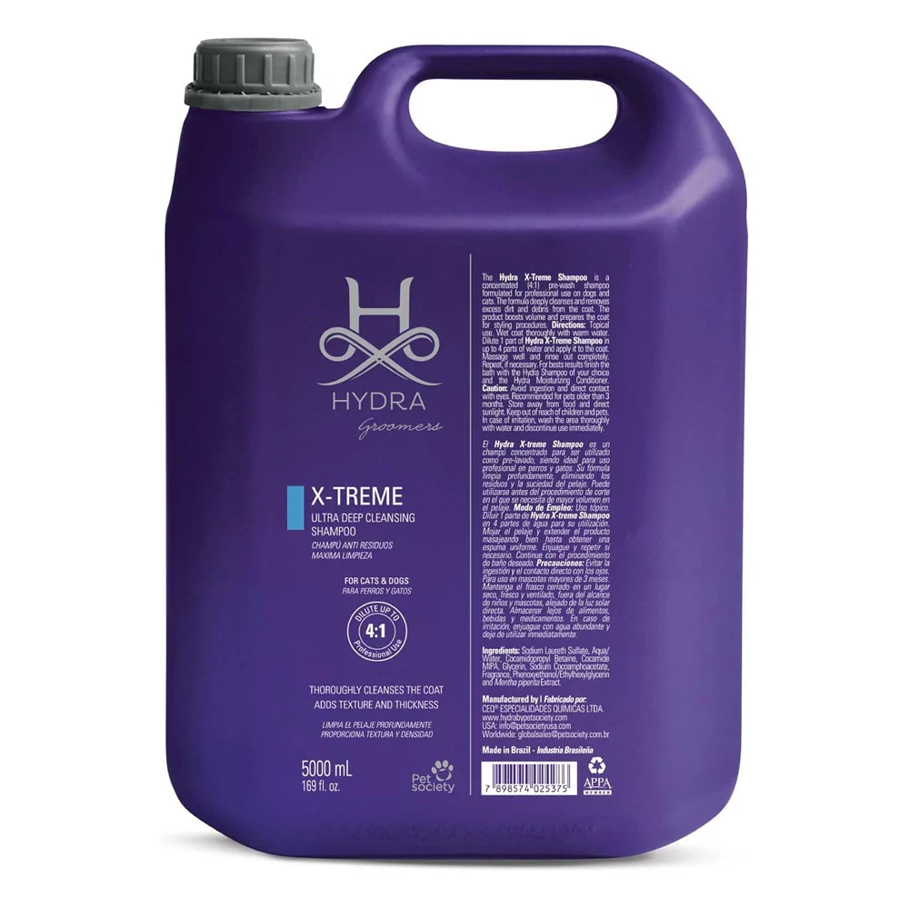 HYDRA Xtreme Shampoo 5lt Champú Limpieza Profunda Perro gato